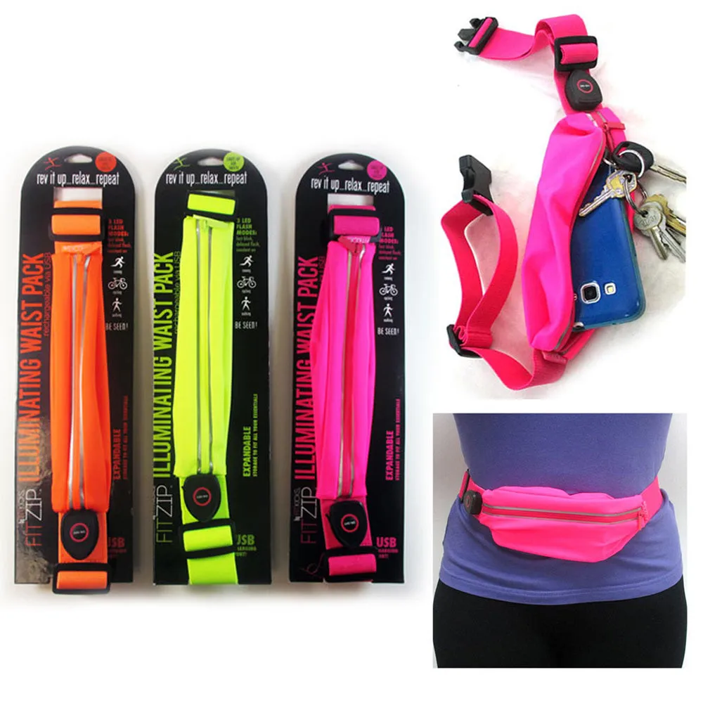 1 Fanny Pack LED Reflective FitZip Illuminating Light Sport Run Running Belt