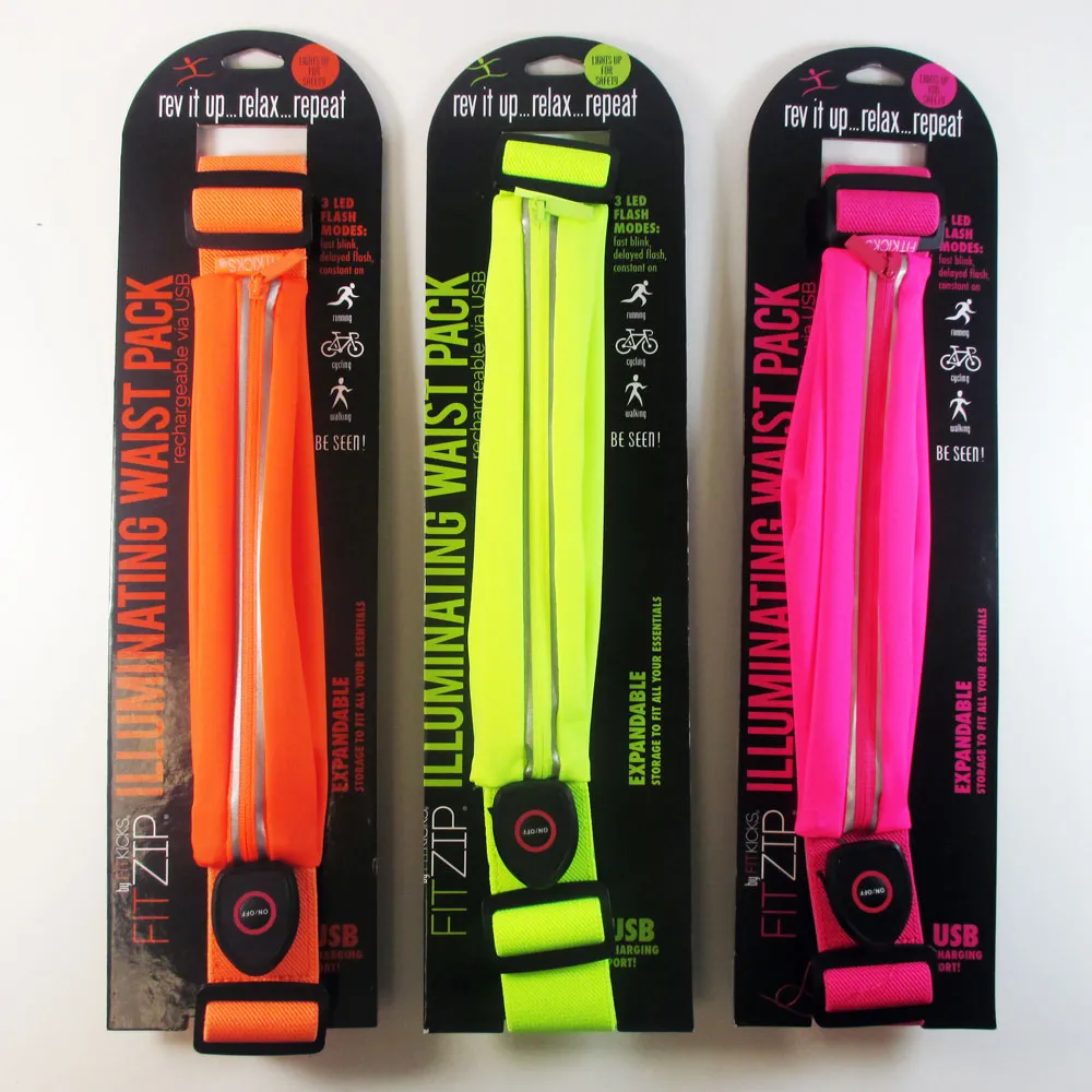 1 Fanny Pack LED Reflective FitZip Illuminating Light Sport Run Running Belt