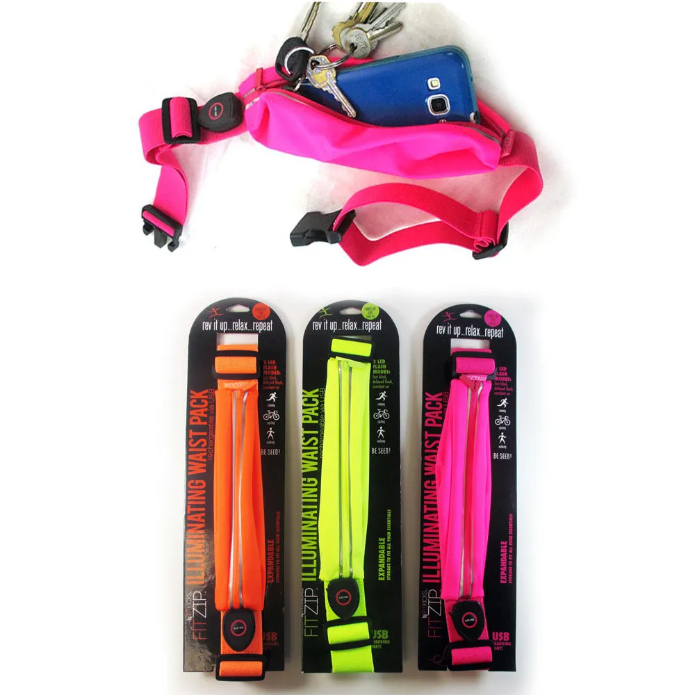 1 Fanny Pack LED Reflective FitZip Illuminating Light Sport Run Running Belt
