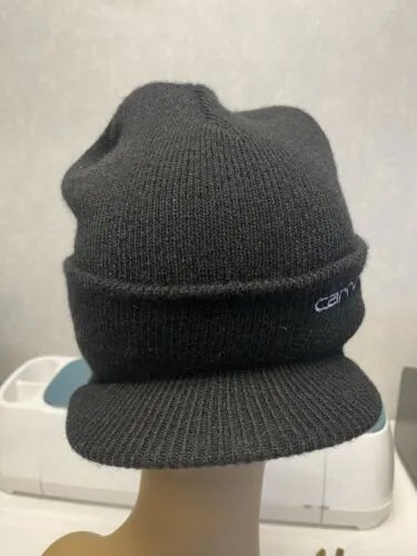 Carhartt Billed Winter Beanie Ski Knit Cap Hat Black Made In USA Size M-L