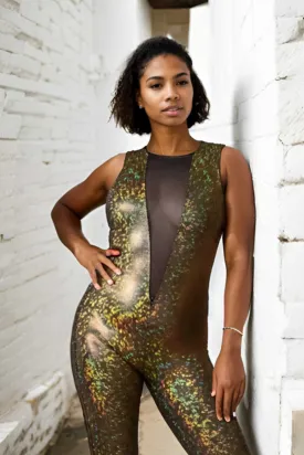 Mesh Front Holographic Catsuit | 13 Colors