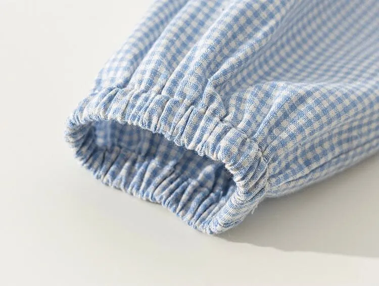 Pastoral Style Cotton Plaid Long-Sleeve Dress