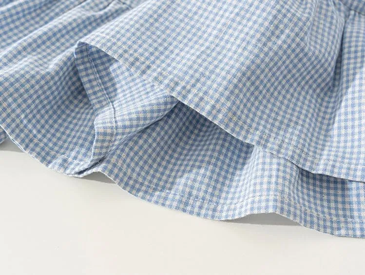 Pastoral Style Cotton Plaid Long-Sleeve Dress