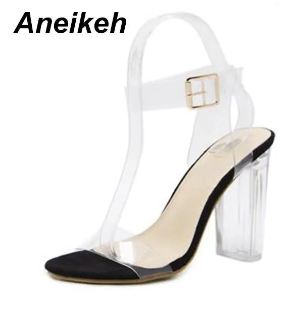 PVC Jelly Sandals Crystal Open Toed High Heels