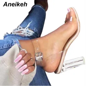 PVC Jelly Sandals Crystal Open Toed High Heels