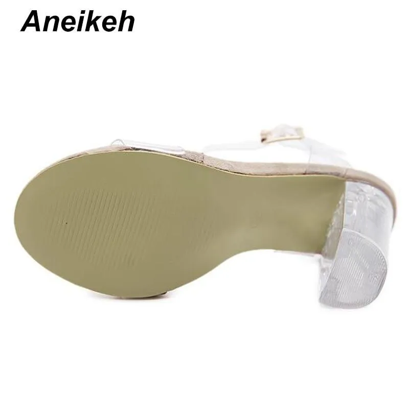 PVC Jelly Sandals Crystal Open Toed High Heels