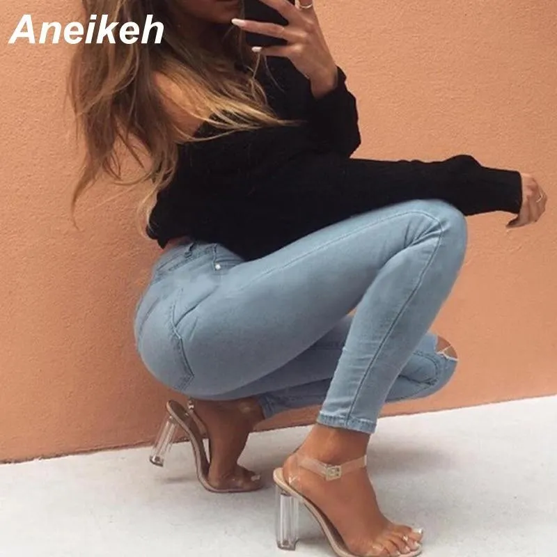 PVC Jelly Sandals Crystal Open Toed High Heels