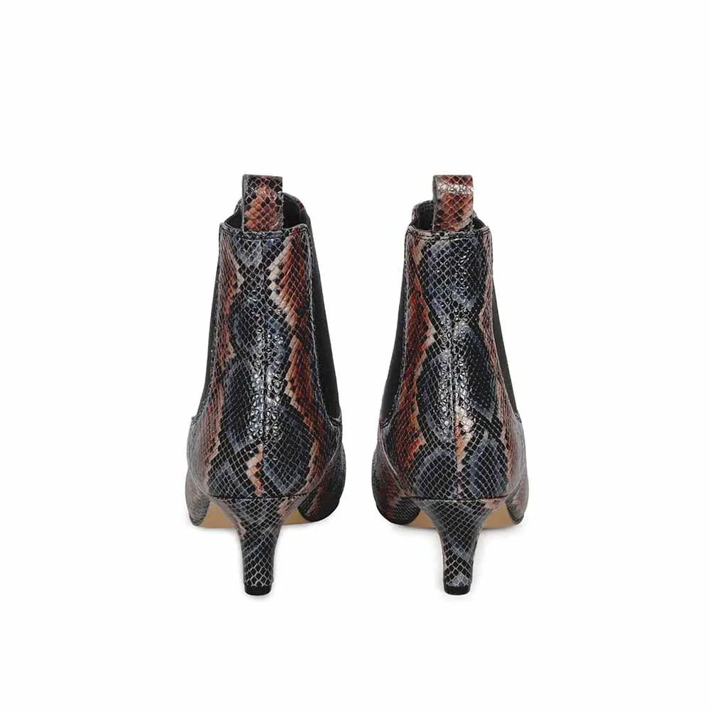 Saint G Animal Print Navy Leather Slip On Ankle Boots