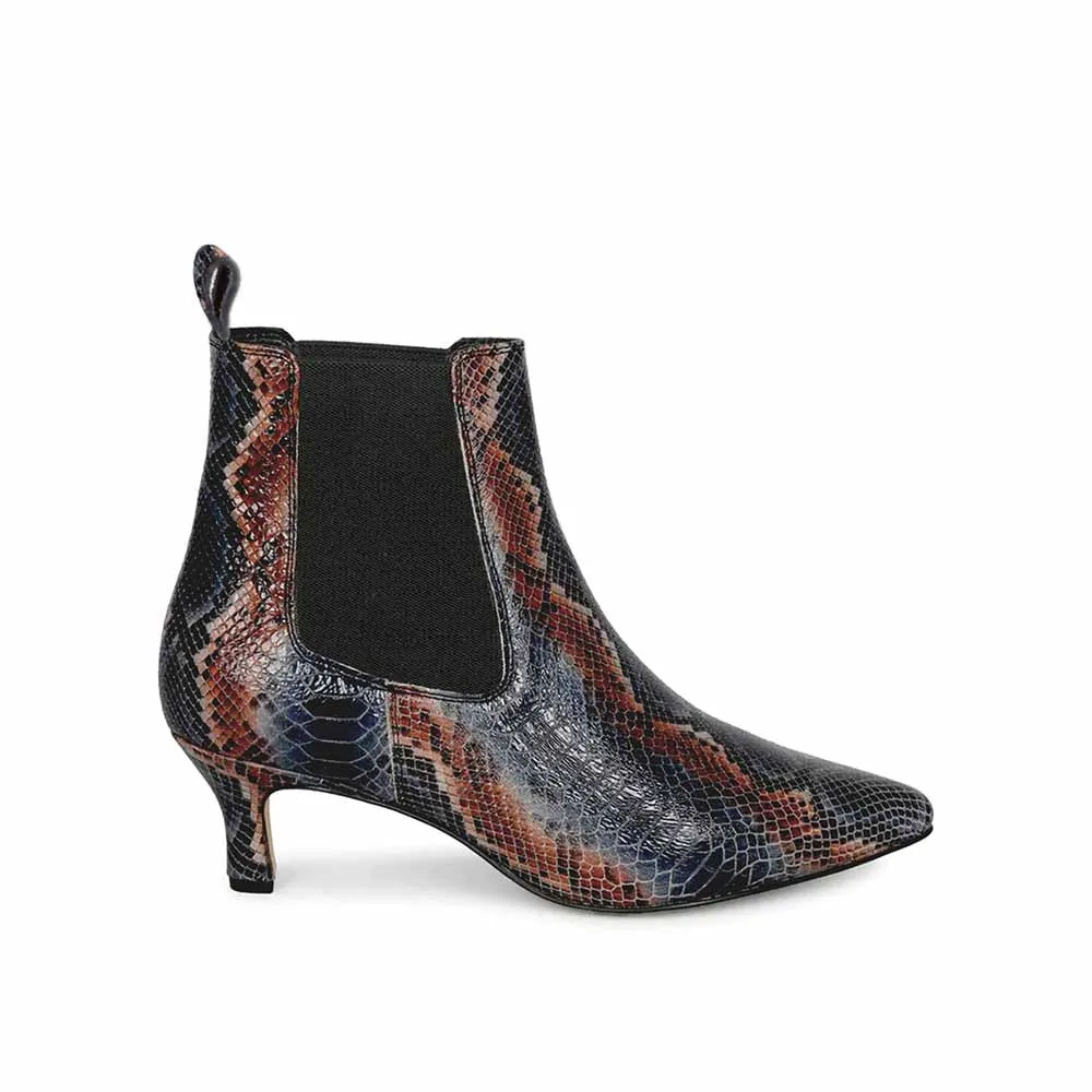 Saint G Animal Print Navy Leather Slip On Ankle Boots
