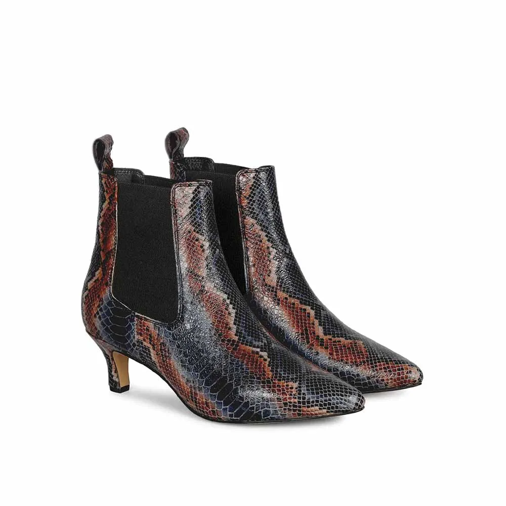 Saint G Animal Print Navy Leather Slip On Ankle Boots