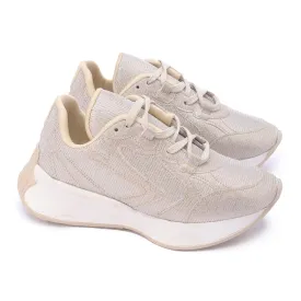 Textured Rubber Lace Shoe-Beige